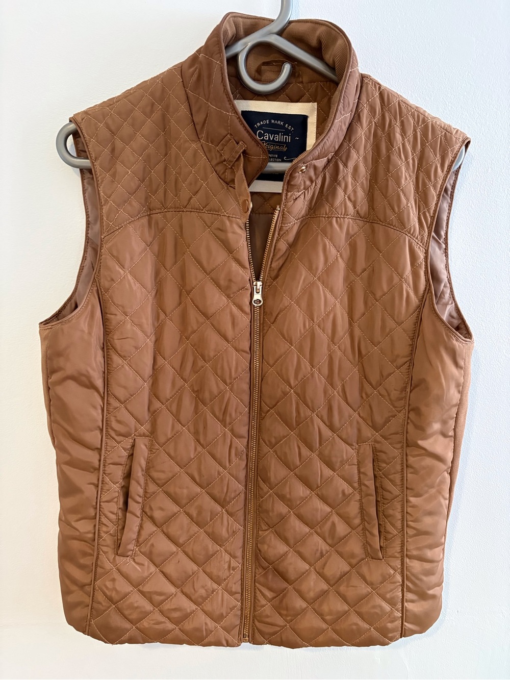 Cavalini Quilted Tan-Brown Sleeveless Puffer Vest